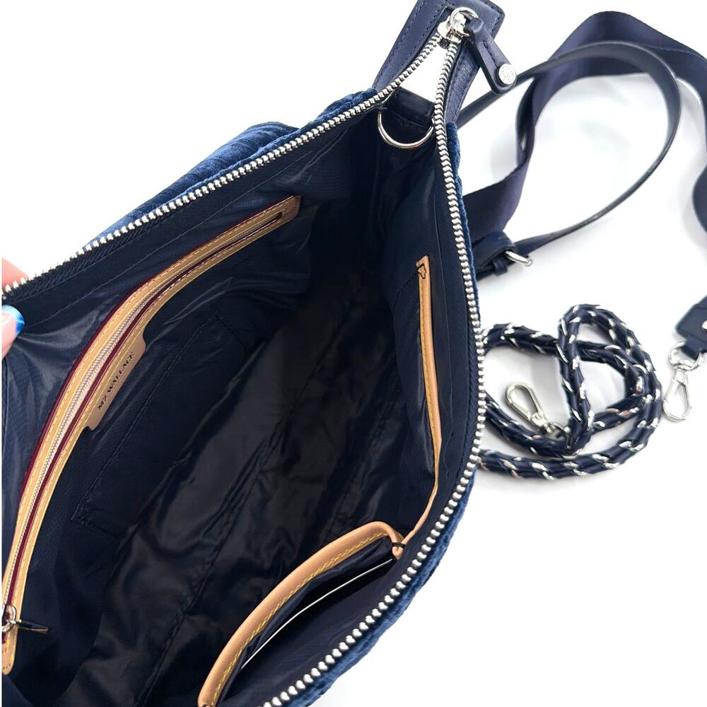MZ Wallace Quilted Velvet Crossbody Bag in Deep Navy Blue - Picture 12 of 14